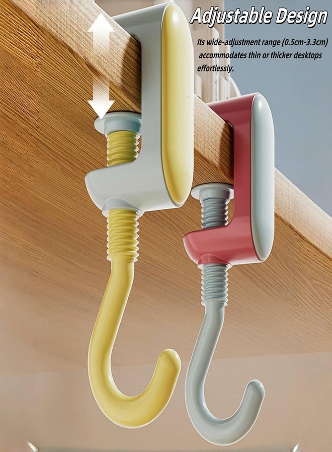 Turutu 3 Pcs Adjustable Desk Hook for Bag, No Drilling Bag Hanger, Table Hook for Various Thickness Desks, Ideal for Hanging Backpacks, Headphones, Umbrellas, Purses, Keys - Image 2
